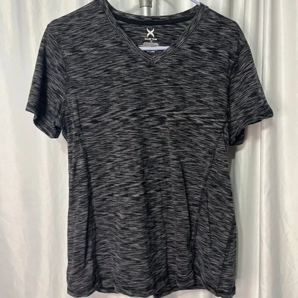 Game Time Black Heathered V-Neck Tee Shirt Women’s 1X Activewear